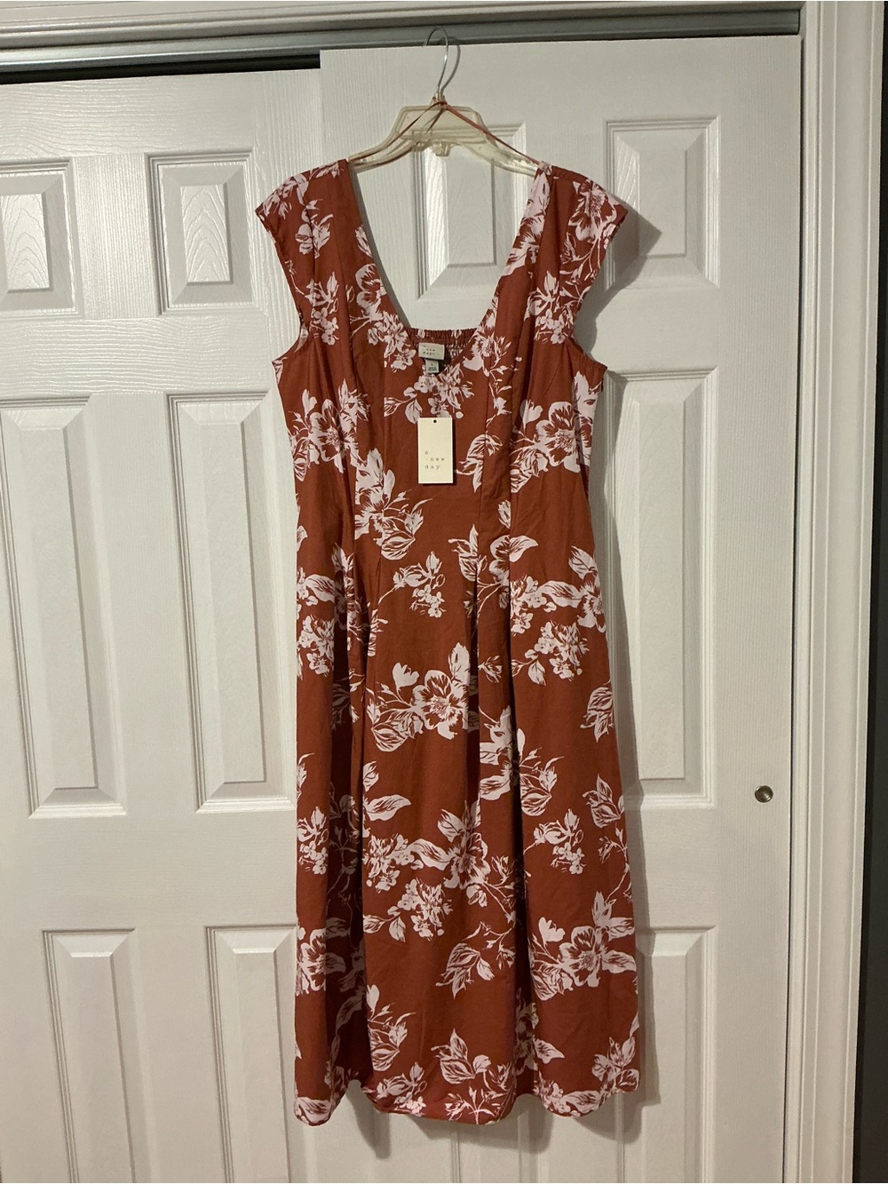a new day Rust Floral Smocked Square-Neck Sundress